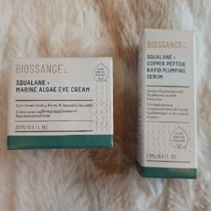 Biossance Squalane Marine Algae Eye Cream & Copper Peptide Rapid Plumping Serum